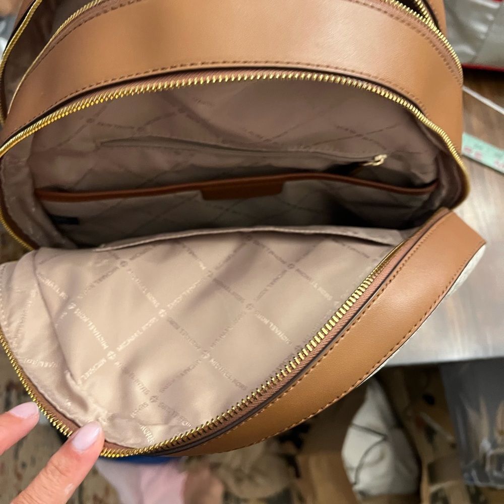 Michael Kors Beige and Brown Monogram backpack Bag. - Picture 8 of 9